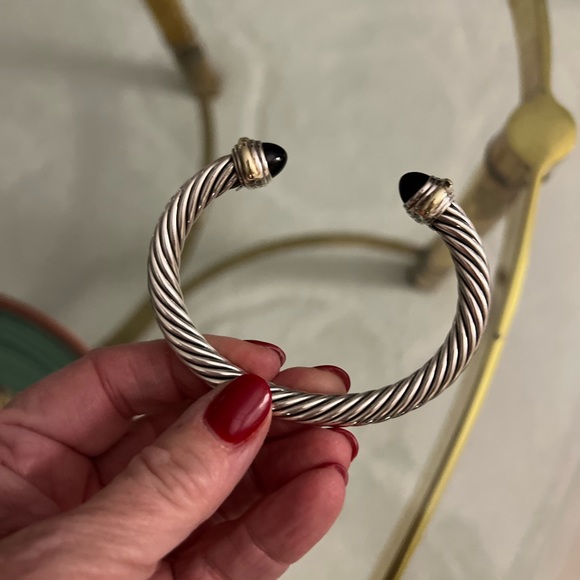 David Yurman 7mm onyx sterling cable cuff bracelet - Picture 5 of 8